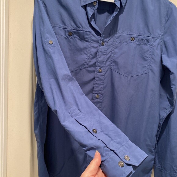 Orvis Shirt Men Medium Blue Fishing Outdoors Vented Button Up Long Sleeve - Picture 3 of 10